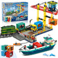 HOGOKIDS City Wharf Building Set with Crane - Includes Ship Train Truck  4 Containers with Cargo Harbor Building Blocks | Large Construction Toy for for mature-themeds Teens Kids Girls Boys 6-14+(1373PCS)