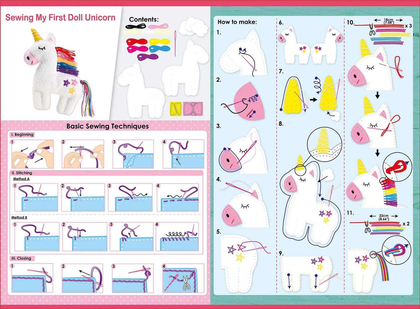 Avenir CH1620 Sewing Doll Unicorn, Mixed Colours