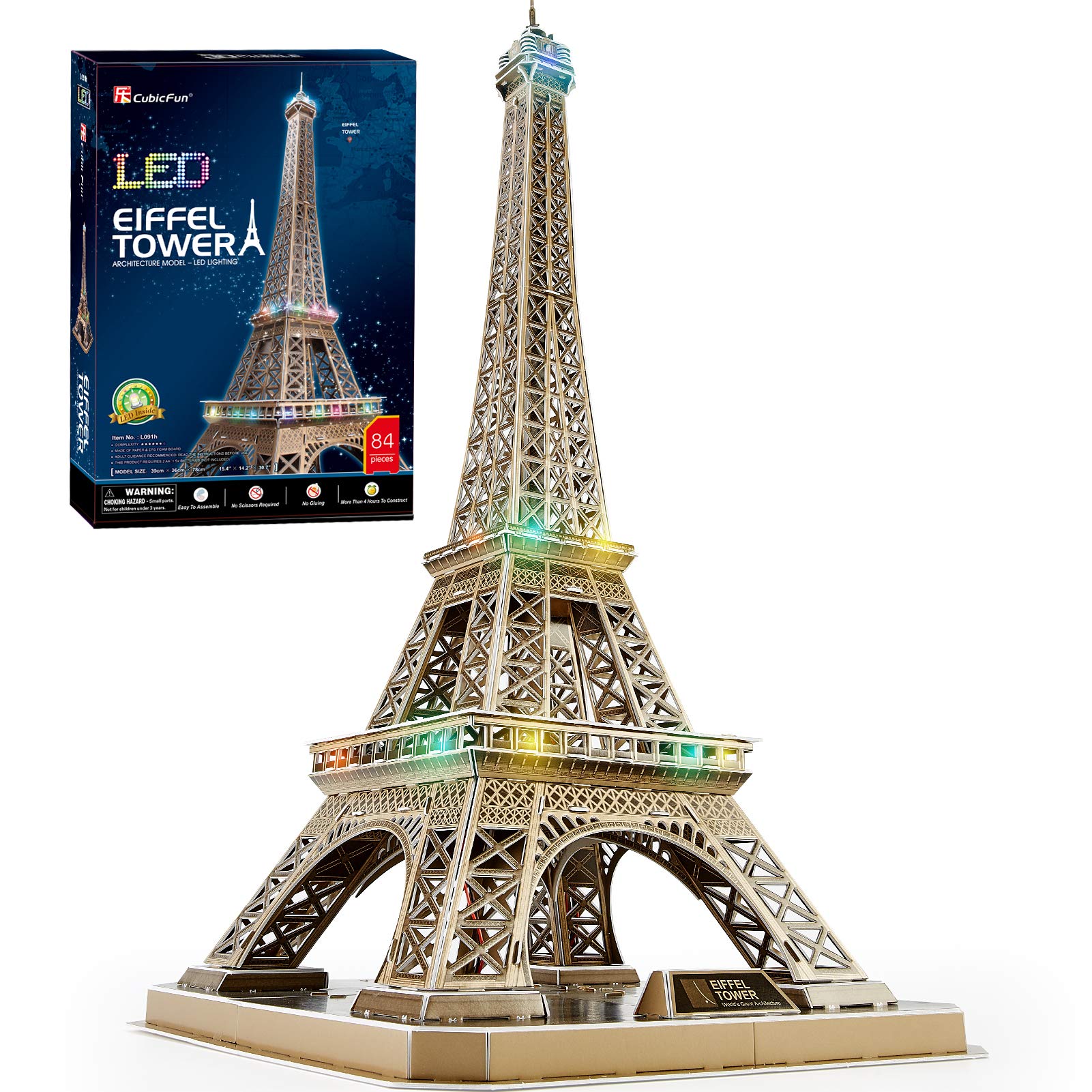 Cubicfun 3D Puzzles Led Dubai Burj Khalifa 57.5'' H Architecture Building Model Kits For Adults, Souvenir Decoration And Birthda