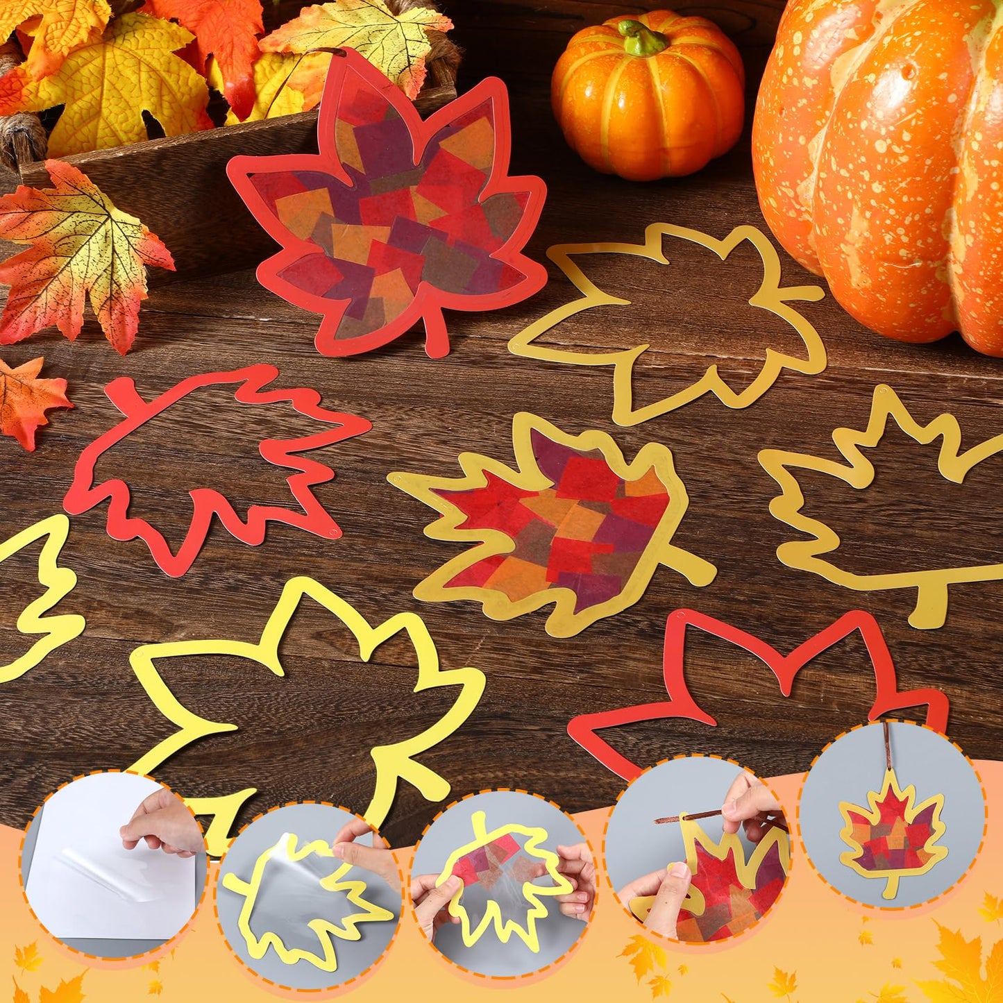 Chiisong 24 Sets Maple Crafts Kit DIY Tissue Paper Sign Crafts for Back to School Fall Harvest Thanksgiving Religious Christian
