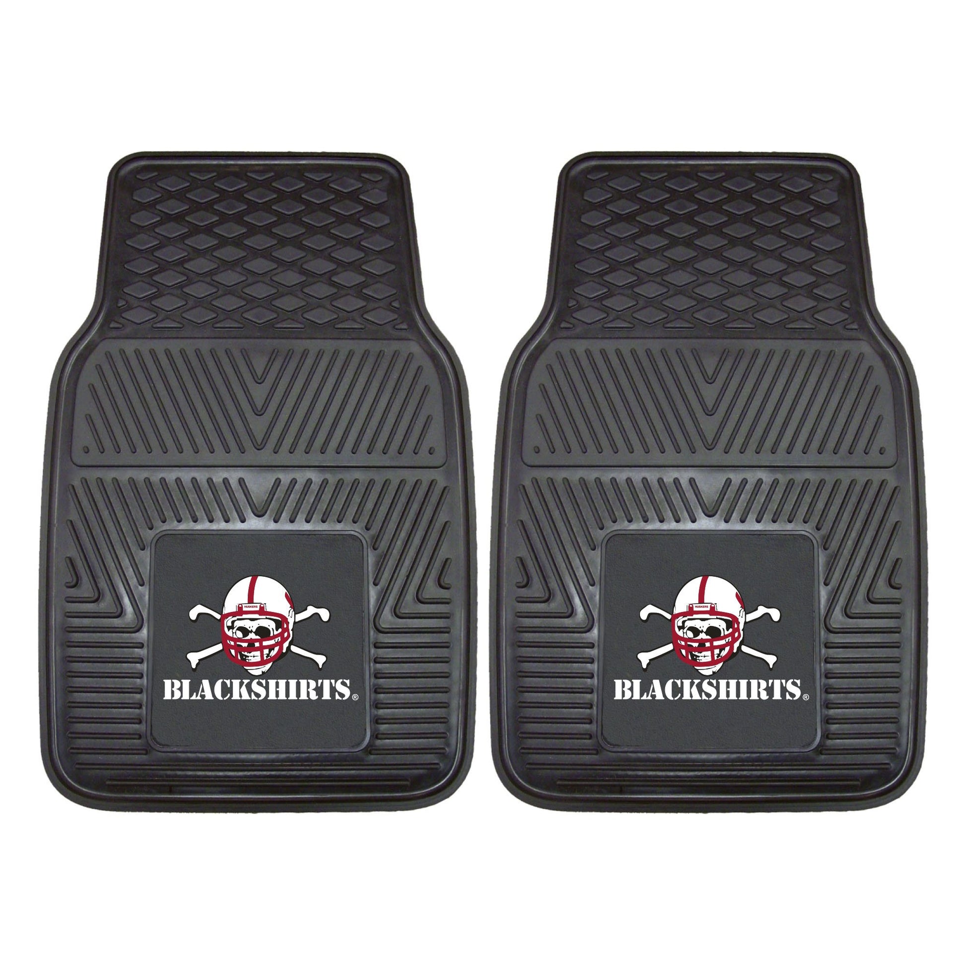 FANMATS 10716 Nebraska Cornhuskers 2-Piece Heavy Duty Vinyl Car Mat Set, Front Row Floor Mats, All Weather Protection, Universal