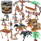 PowerTRC 58 Pcs Wild West Cowboys and Indians Plastic Figures Toys Play Set, Toy Figure Action Soldiers and Native American Acce