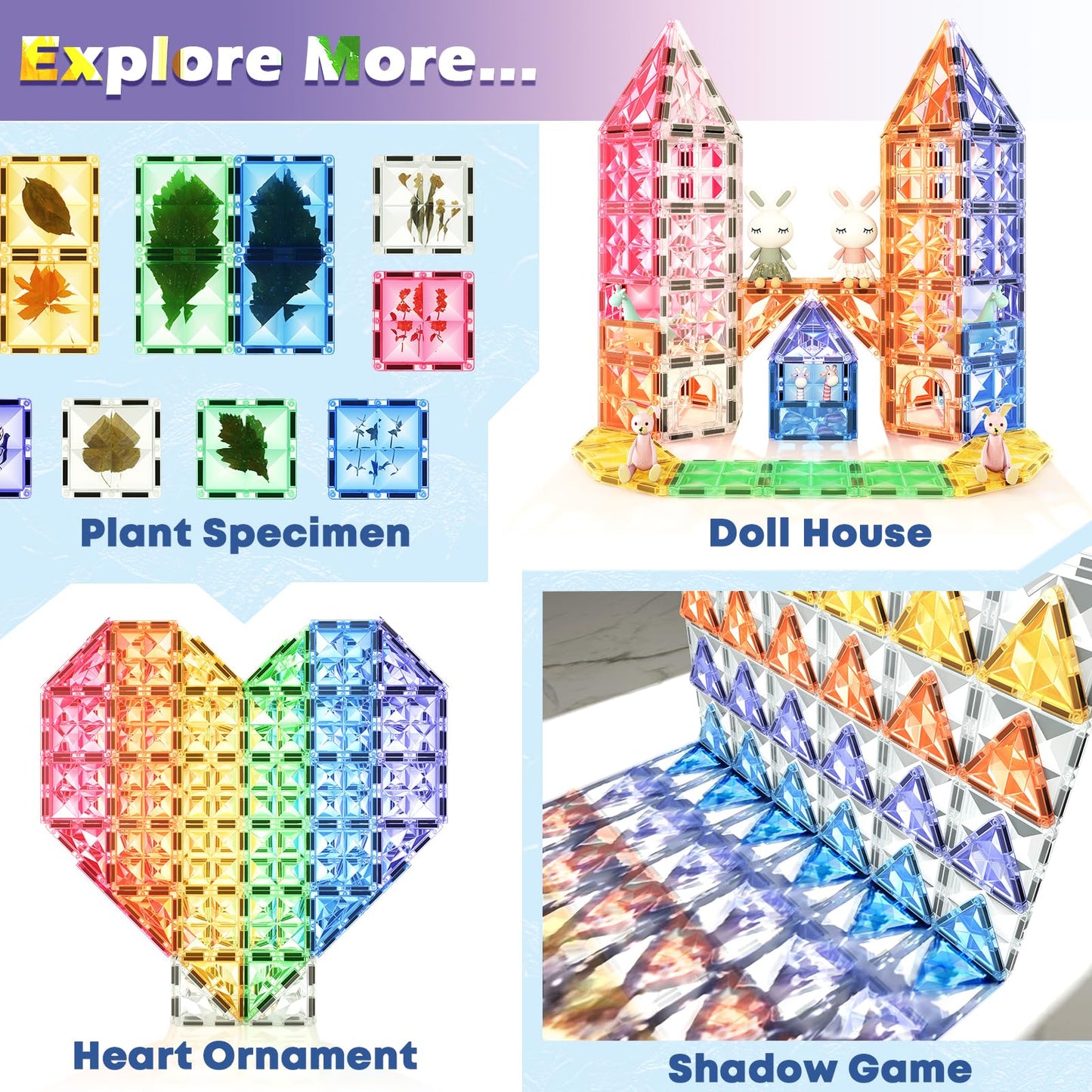Kids Toys Magnetic Tiles Toys for 3 Year Old Girls Boys STEM Learning Toy Magnetic Building Blocks Toys for Toddlers Boys & Girl