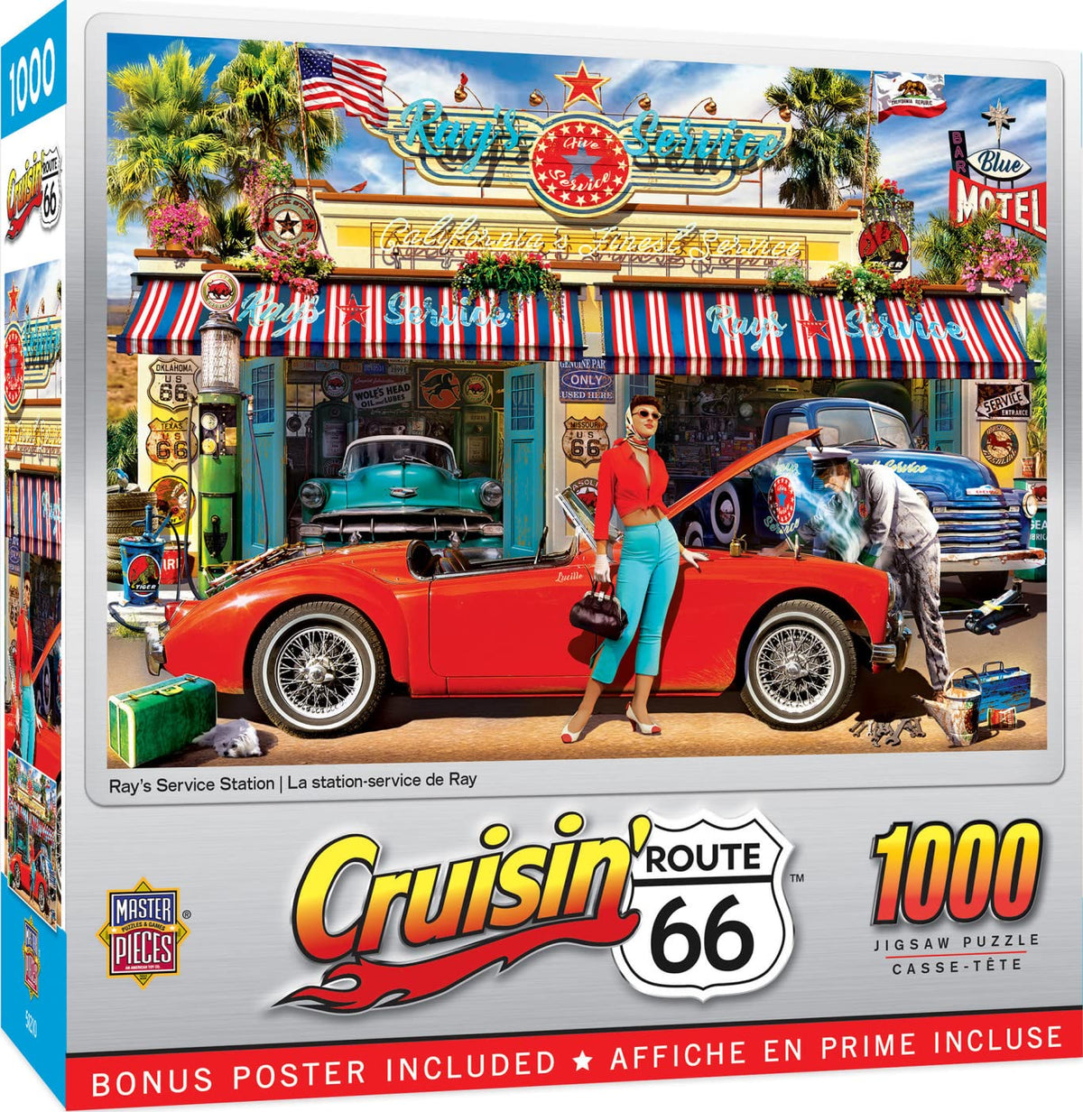 Masterpieces 1000 Piece Jigsaw Puzzle for Adults, Family, Or Youth - Rays Service Station - 19.25x26.75