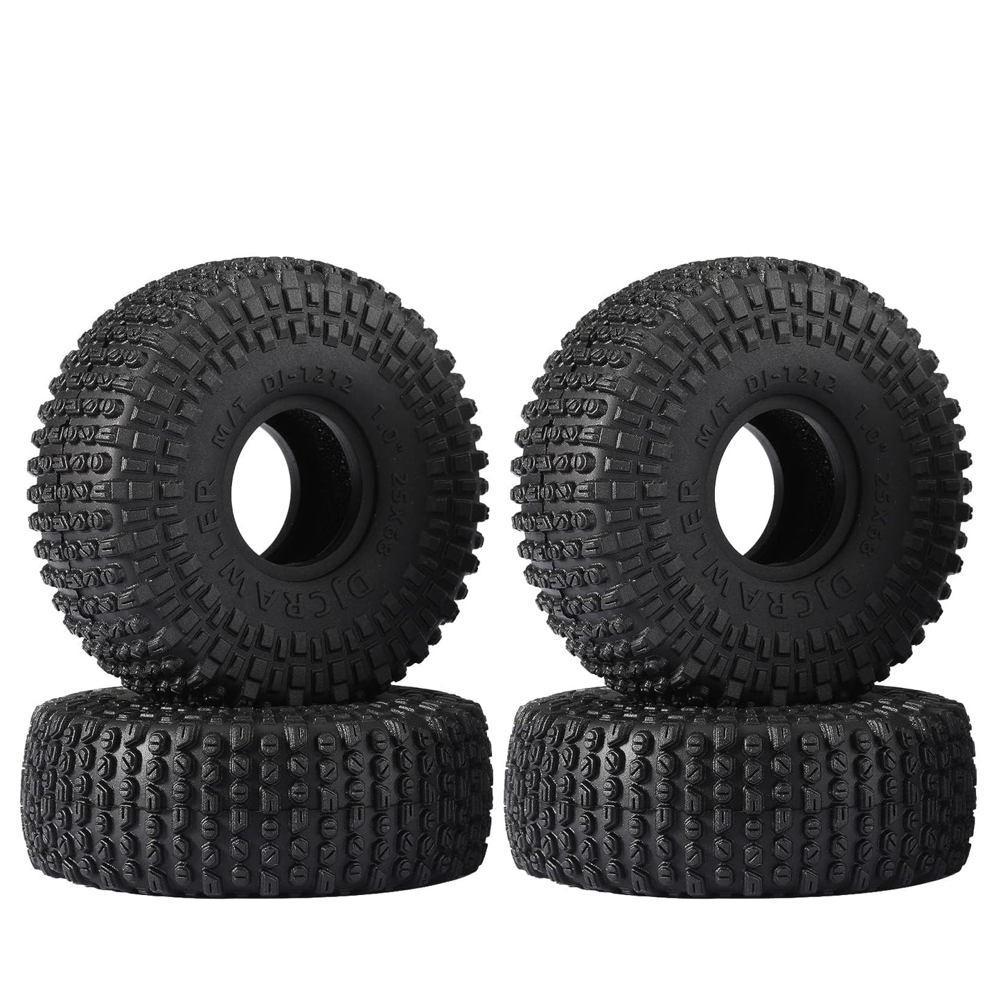 Djcrawler Super Soft Sticky 1.0 Wheel Tires Mud Stud Tires 68 * 25Mm For Trx4M 1/18 1/24 Rc Crawler Axial Scx24 Fms Fcx24 Rc Car