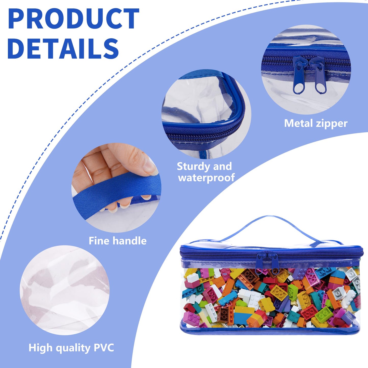 3 Packs Clear Toy Storage Bags- 9.4 X 6.7 X 4.3 Inch Transparent Pvc Toy Organizing Bags With Zipper- Waterproof Toy Storage Org
