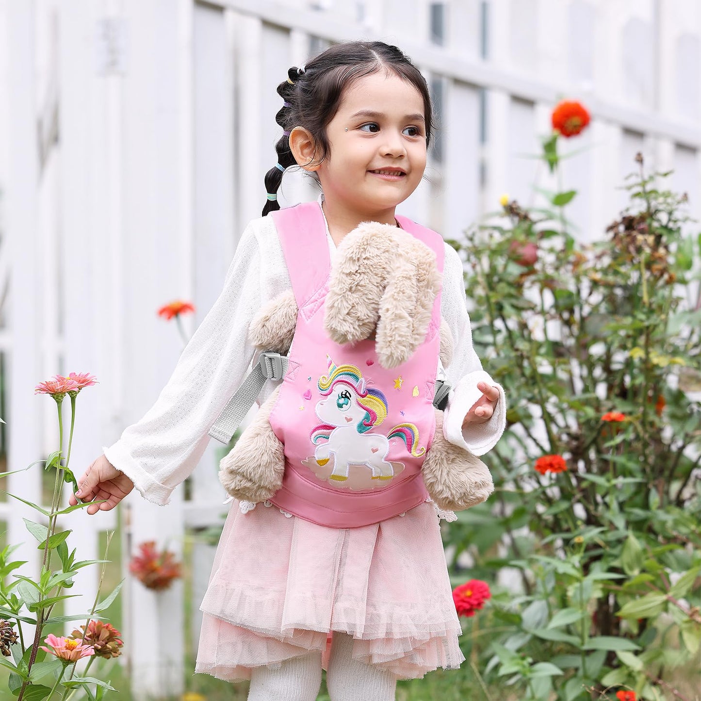 Gagaku Baby Doll Carrier Kids, Toy Baby Carrier For Dolls, Toy Baby Doll Sling, Reborn Baby Doll Carrier With Adjustable Straps, Reborn Baby Doll Accessories - Pink - Embroidered Pattern