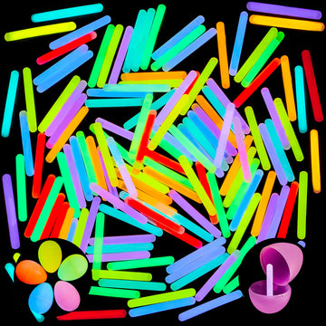 Joyin 200 Mini Glow Sticks(1.7'), 8 Colors, Glow In The Dark For Easter Eggs Party Favors,Easter Basket Stuffer Party Pack, Weddings Classroom Decorations Prizes