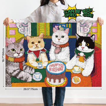 Puzzles For Adults 1000 Pieces, Momibook Jigsaw Puzzles Of Birthday Cat, Painting Image 75X50Cm(29.5''X19.7'') Toys & Game Puzzl