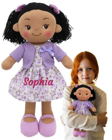 Personalized Rag Dolls For Girls - Custom 16 Inches Soft Plush Snuggle Baby Doll For Toddlers Stuffed Toys - Muecas De Trapo Per