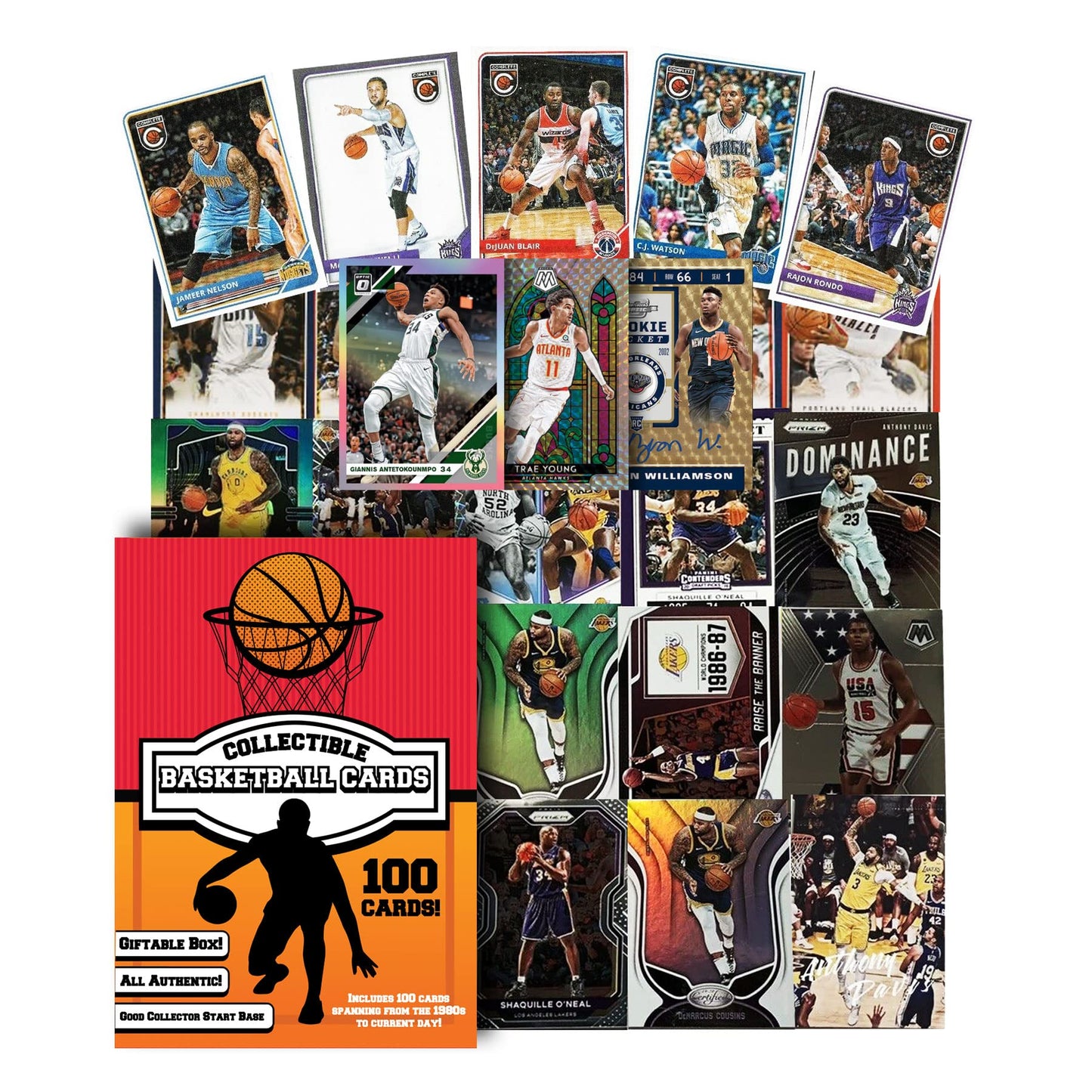 Assorted Set Of 100 Basketball Trading Cards - All New Condition Cards - Perfect Starter Set For Kids, Adults, & Collectors - Po