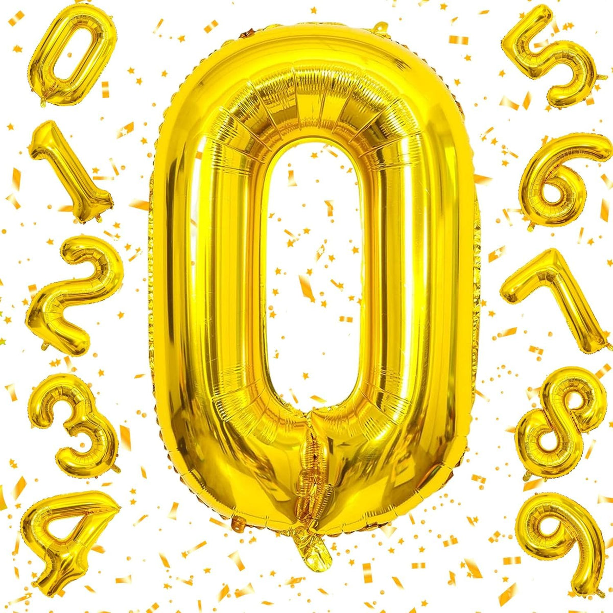 Flyloons 0 number Golden Foil Balloon 16 inch Size Birthday Decoration Items | 1st Year Balloons | Zero