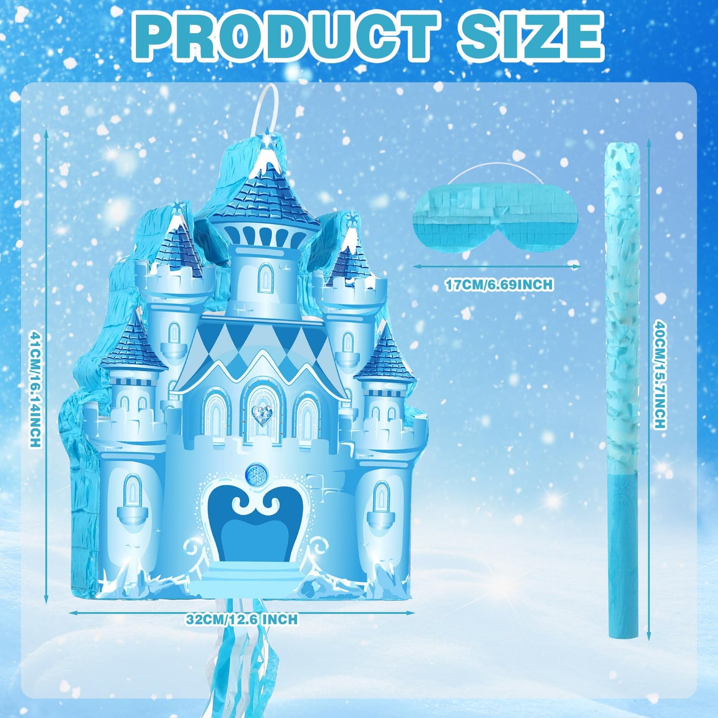 Harrycle Winter Piata Christmas Piata Wonderland Themed Piata with Blindfold Bat for Christmas Princess Winter Theme Birthday Pa