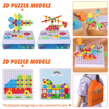 Haifeng Drill Set Building Blocks, STEM Toys for 3 4 5 6 Year Old, 235 Pieces Double Toy Drill and Screwdriver Tool Building Toy