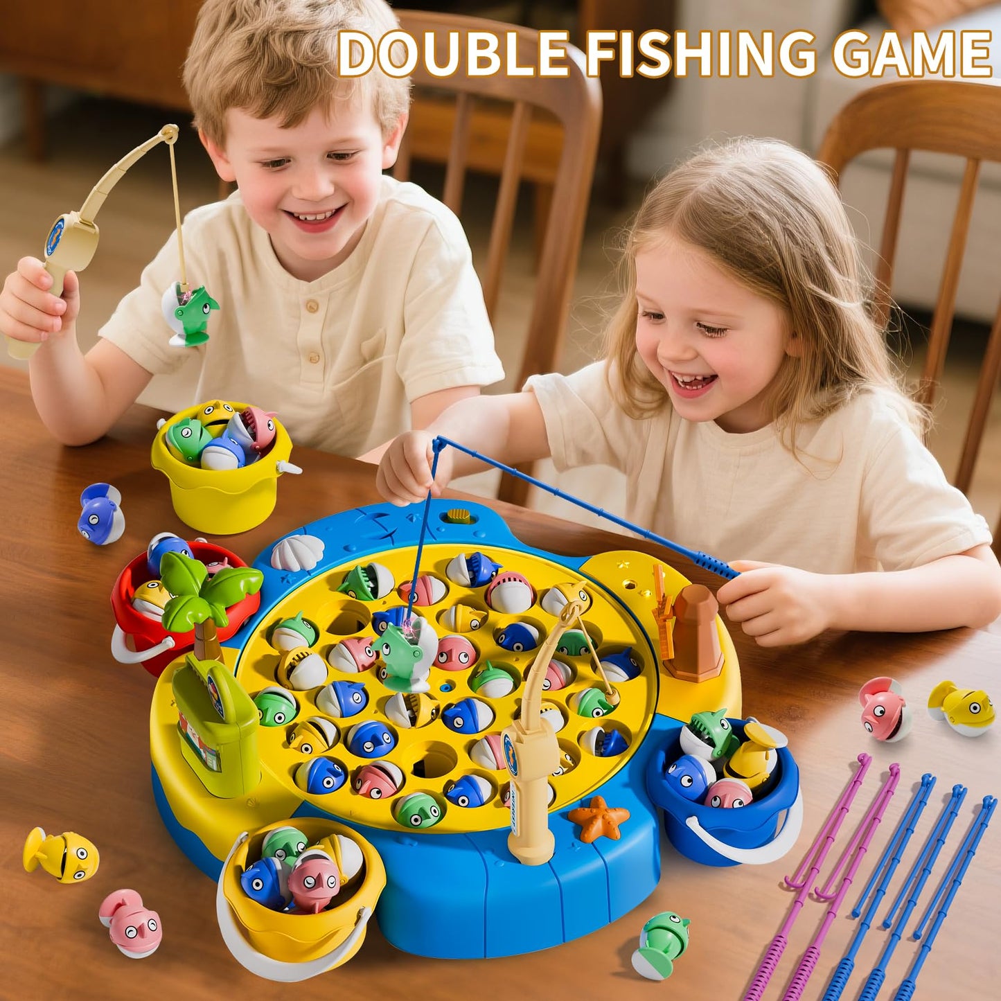 ORANGE OCEAN 66 PCS Magnetic Fishing Game for Kids, 360° Rotation, Plastic, Ideal Birthday Gift for Ages 3-8