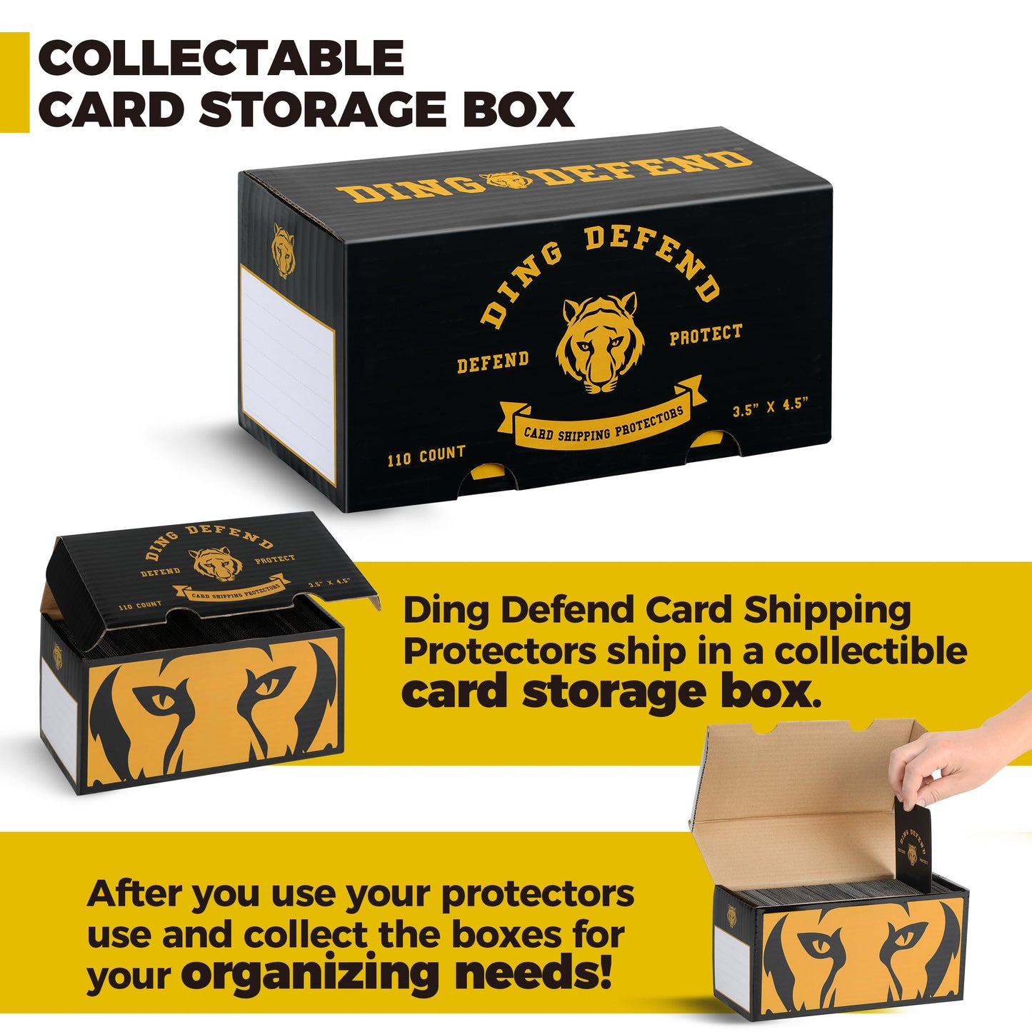 110 Pack Ding Defend Trading Card Shipping Protectors Hard Plastic Card Slab - Tiger Design Card Guard For Collectible Cards, Ca