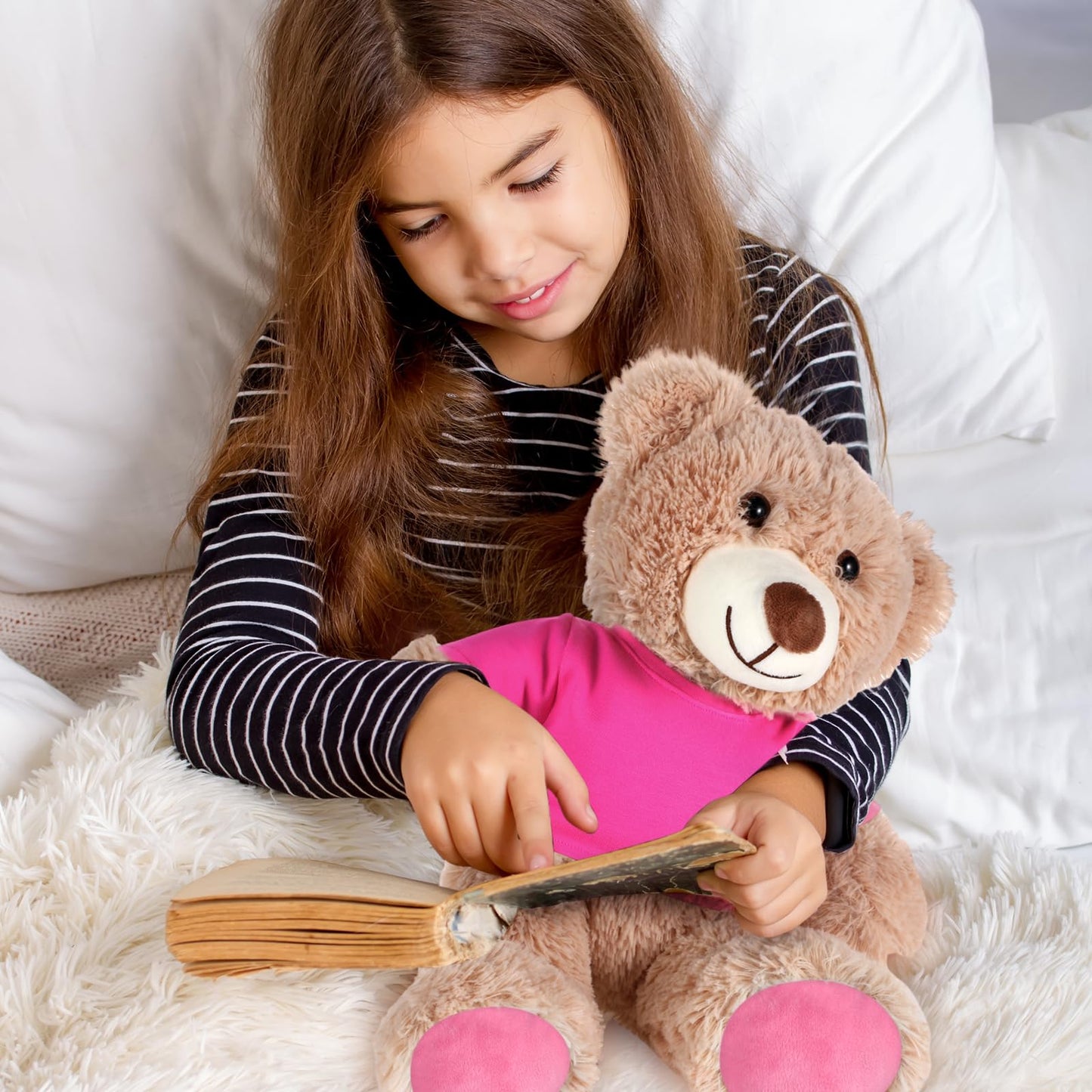 Roundfunny Bear Tee Shirt Fit 14-18Inch Bear Clothes Stuffed Animal Clothes Shirt Basic Stuffed Bears Dolls Shirt, Pink