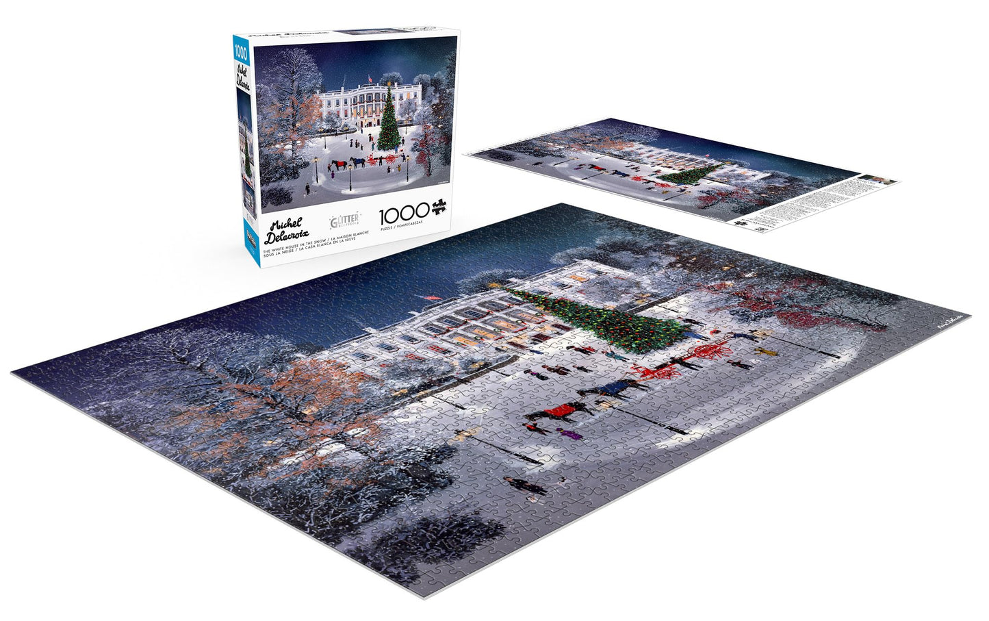 Buffalo Games 1000 Piece Jigsaw Puzzle - Michel Delacroix The White House in The Snow - Multicolor - 26.75 x 19.75 inches