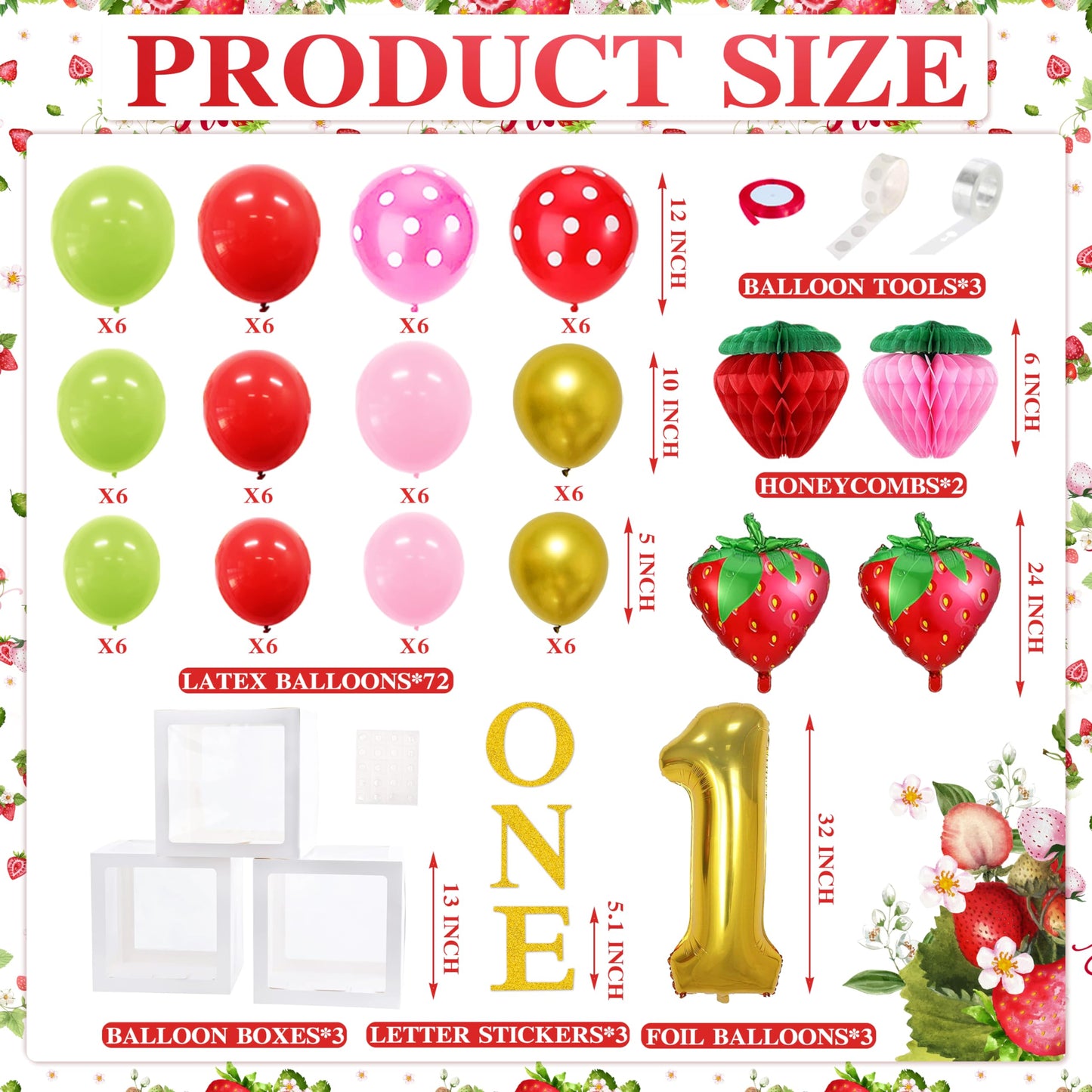 100 Pcs Strawberry 1St Birthday Party Decorations Berry First Birthday Decor For Girls Strawberry Theme Sweet One Birthday Party