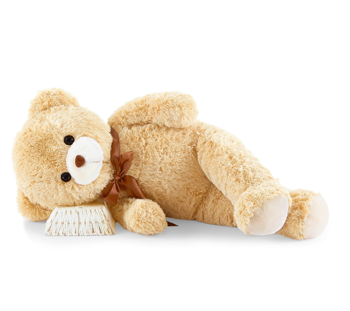 YunNasi Giant Teddy Bear Stuffed Animal - 35" Light Brown Cotton Plush Toy for Kids & Girlfriend Birthday Gift