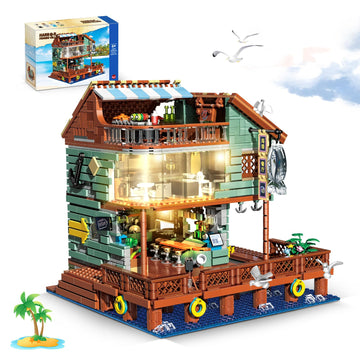 Hsanhe Harbour Restaurant House Mini Bricks Building Kit, Ideas Creative Architecture Building Toys Birthday Gift For Adult Boys Girls -2096 Pieces (Not Compatible With Lego Set)