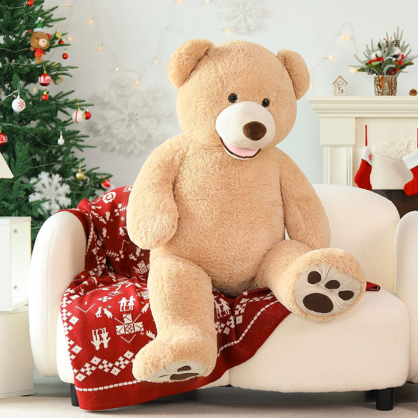 MorisMos 51" Giant Teddy Bear - Light Brown Plush Stuffed Animal with Big Footprints, Perfect Gift for Girlfriends and Boyfriends