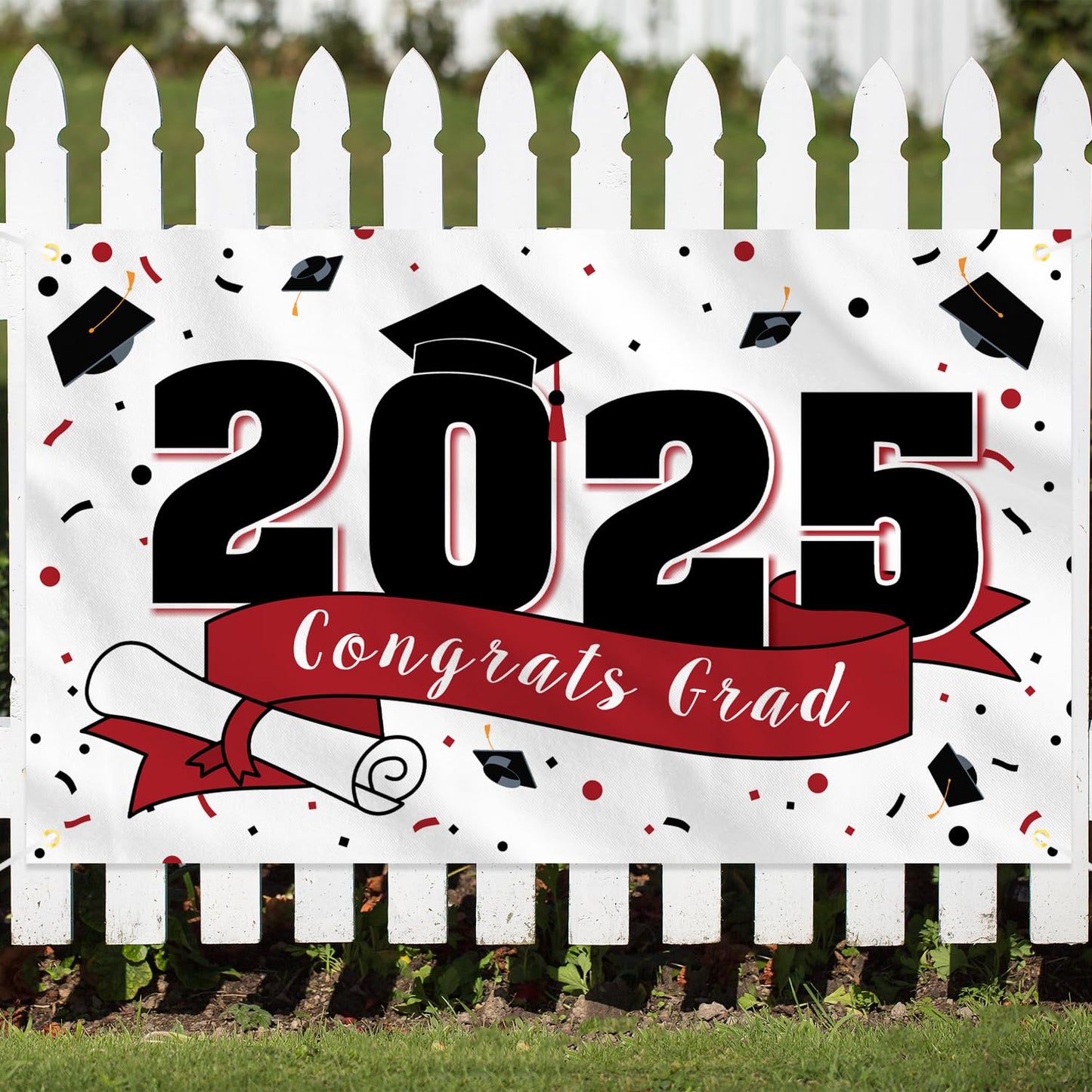 LASKYER 2025 Congrats Grad Graduation Party Decorations - Class of 2025 Large Hanging Photoprop Backdrop Banner,2025 Gard Sign D