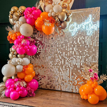 Pink And Orange Balloons, 60Pcs Hot Pink Orange Metallic Gold Balloons 12 Inch Pastel Pink And Orange Party Balloon For Summer T