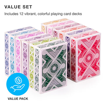 Brybelly Nertz Card Game 12 Decks Of Standard 3.5 X 2.5 Wide Poker Cards - Playing Cards 12 Pack For Dutch Blitz Card Game With 12 Unique Colors