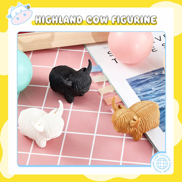 Henoyso 3 Pcs Mini Highland Cow Figurine Highland Cow Decor Cow Western Cow Office Decor Highland Gift Cow Nursery Stuff Cow Dec