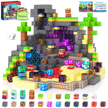 Magnetic Blocks  Build Mine Magnet World Set for Kids Ages 4-8  Magnetic Tiles Toddler Outdoor Toy STEM Construction Building Blocks Sensory Toys for Boys & Girls Ages 3+ Kids Games