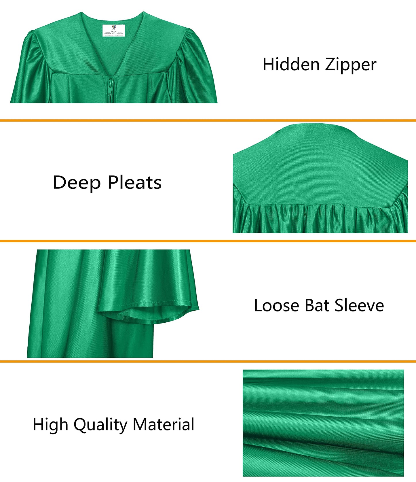 Gradplaza Shiny Choir Robe Kindergarten Preschool Graduation Gown Shiny Graduation Gown For Kids Emerald Green Size 33