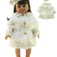 American Fashion World White and Gold Coat for 18-Inch Dolls | Hat Included | enhanced Quality & Trendy Design | Dolls Clothes | Outfit Fashions for Dolls for Popular Brands