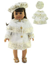 American Fashion World White and Gold Coat for 18-Inch Dolls | Hat Included | enhanced Quality & Trendy Design | Dolls Clothes | Outfit Fashions for Dolls for Popular Brands