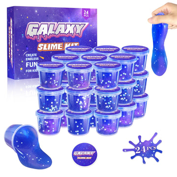 24 Pack Galaxy Slime Party Favors For Kids Blue Purple Clear Glitter Slime Kit Christmas Birthday Goodie Bag Stuffer Classroom R