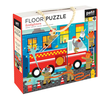 Petit Collage Floor Puzzle, Firefighters, 24-Pieces – Large Puzzle For Kids, Completed Firefighter Puzzle Measures 18” X 24” – Makes A Great Gift Idea For Ages 3+