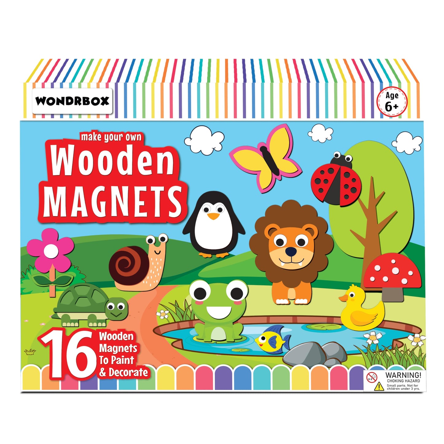 Wondrbox Wooden Magnets Kit | Art And Craft Kit For Boys And Girls 612 | Make 16 Fridge Magnets | Coloring & Painting Kit | Toy