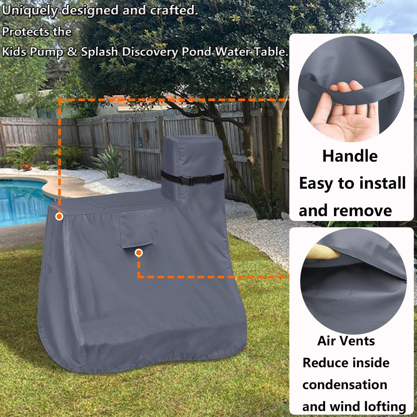Kids Water Table Cover For Step2 Pump & Splash Discovery Pond Water Table, Outdoor Uv, Fade-Resistant, Wind And Dust Protection