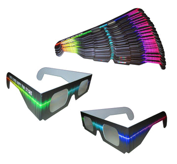 Rob's Super Happy Fun Store 3D  Glasses - Rave Waves - 50 Pair Paper Glasses - See Colorful Rainbows Around Points of Light Perfect for Festivals  Holiday Lights  Parties