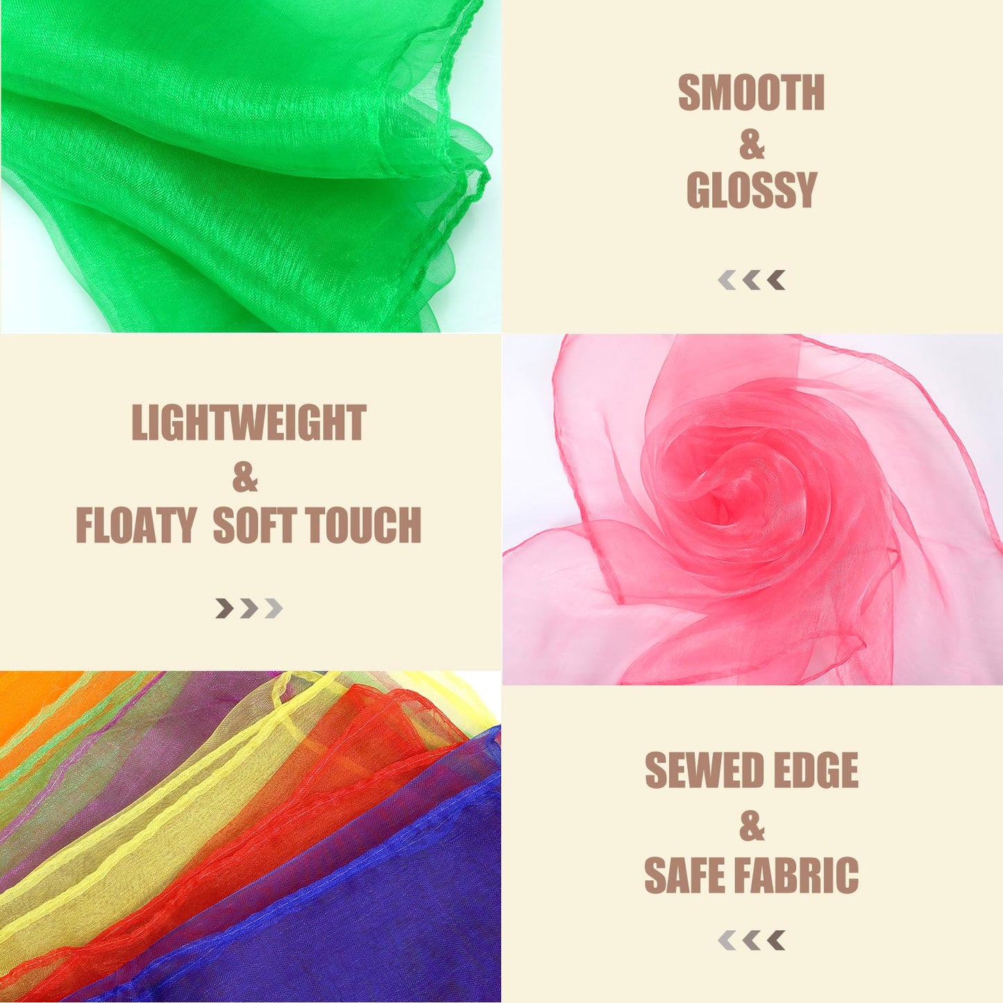 Colovis Square Dance Scarves - 24 Pcs Silk Juggling Scarves, 24x24 Inches, 12 Colors, Model 826-dc-3
