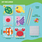 jackinthebox Poke Poke Art - Ocean Animals Like Crab, Turtle, Clownfish, Sea Horse, Jellyfish, Pufferfish, Mess-Free Sewing Art