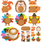 AUGTHEEP 24 Sets Thanksgiving Turkey Coaster Craft Kit Fall Animal DIY Craft for Turkey Hedgehog Art Coasters Make Your Own Cup 