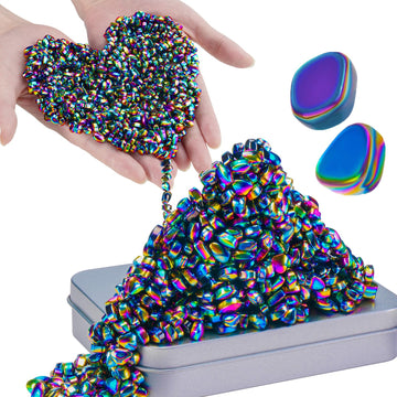 LECTRUS Magnetic Balls Over 1000 PCS Mini Rainbow Magnetic Putty  with 2 Big Smooth Magnetic Beads  Fidget Toys for mature-themed  Weak Ferrite Putty Desk Toys for Office (Colourful)