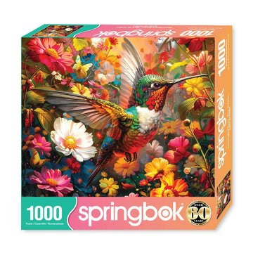 Springbok 1000 Piece Hummingbird Dream Puzzle - 24"x30" Cardboard, Vivid Hummingbird & Flowers Design