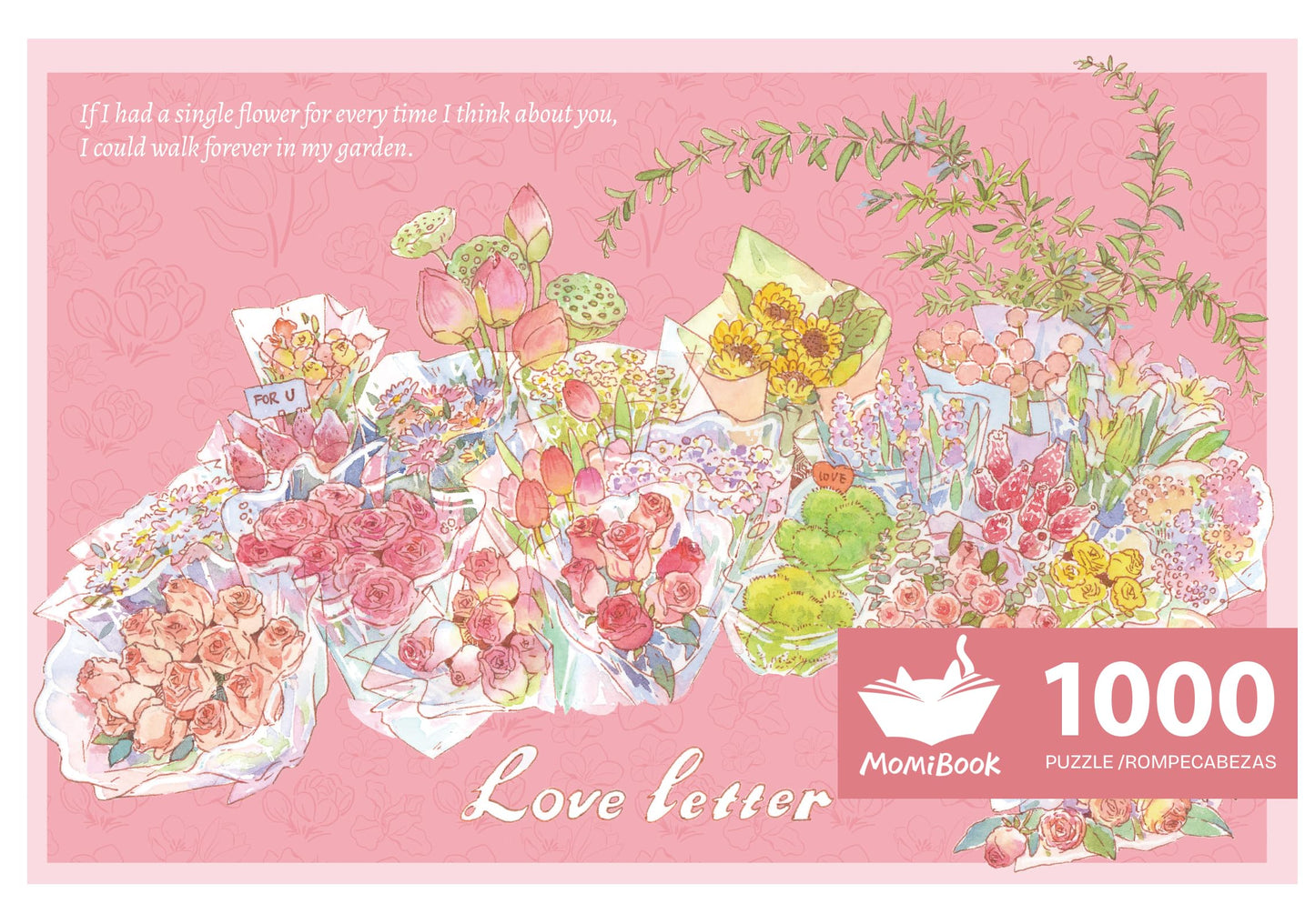 Momibook Puzzles For Adults 1000 Piece Jigsaw Puzzles Of All Flowers Come To You, Painting Image Difficult Challenging Hard Impo