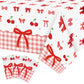 ArianQicult 3Pcs Bow Party Tablecloths - Red Cherry Party Table Covers Decorations Coquette Bow Rectangular Plastic Disposable T