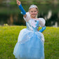 Aolliya Princess Cinderella Dress for Girls Puff Sleeve Princess Costume Fancy Dress Up for Halloween Cosplay Carnival Blue