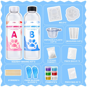 Liquid Silicone Squishy Making Kit - 18Oz 1:1 Ab Ratio Mixed Super Soft Silicone Rubber For Squishy Maker, Perfect Diy Stress Re