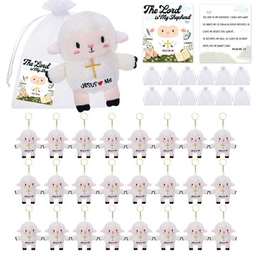 Niubehoho Lamb Plush Sheep Stuffed Animal - 48 Pack Mini Plush Lamb Of God Kids' Party Favor Jesus Love Me Religious Celebration