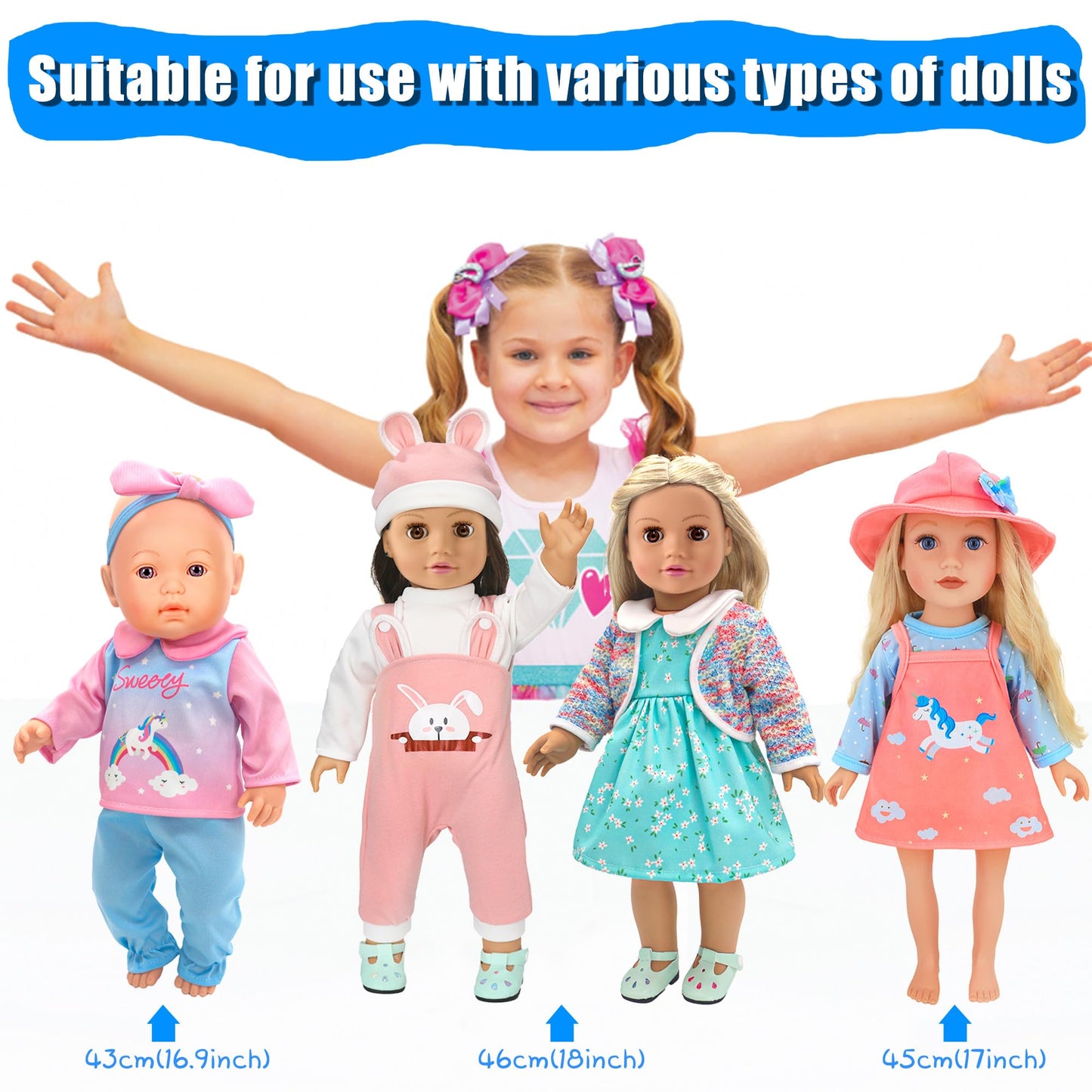 10 Sets Baby Doll Clothes And Accessories Fit For 14-16 Inch Baby Dolls,43 Cm New Born Baby Dolls,15 Inch Dolls,18 Inch Dolls (Doll Is Not Included)